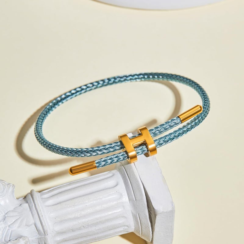 AIMADE Store Bracelets for Women Adjustable Charm Bracelet, 18k Gold-plated Buckle Design Titanium Steel Wire Rope Women's Gift Jewelry - Image 5